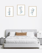 HesenDot Boho Art wall Décor,Botanical Print Set of 3, Blue Gallery Wall art,Abstract Line Watercolor Floral Home Decor,living room,bedroom