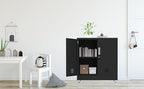 Metal Storage Cabinet with Locking Doors and Adjustable Shelf, Small Lockable Sideboard Buffet Cabinet for Home, Office, Entryway, Hallway, Living Room, Kitchen and Dining Room (Black)