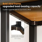 Need Computer Desk, 47 inch Home Office Desk, Modern Simple Style Home Office Gaming Desk, Basic Writing Table for Study Student, Black Metal Frame, Teak