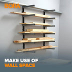 Bora Portamate Wood Organizer and Lumber Storage Metal Rack with 6-Level Wall Mount – Indoor and Outdoor Use, PBR-006B