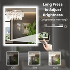 WTTY 32"X36" LED Bathroom Mirror with Black Frame, Bathroom Vanity Mirror with Lights for Wall, Front Light and Backlit, Anti-Fog, Dimmable, 3 Colors, Shatterproof, Memory, Horizontal/Vertical