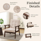 Bonzy Home Mid-Century Modern Accent Chair, Upholstered Fabric Armchair with Solid Wood Frame, Comfy Retro Leisure Chair Reading Chair for Living Room, Bedroom