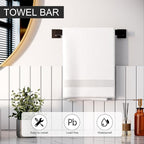5-Piece Matte Black Bathroom Accessories Set, SUS304 Stainless Steel Wall Mounted 16 Inch Hand Towel Bar, Toilet Paper Holder, Towel Ring, Towel Hooks, Bathroom Hardware Set, Towel Bar Set