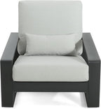Christopher Knight Home Aspen Outdoor Aluminum Club Chair, Durable Aluminum Lounge Chair, Armchair with Cushions, Metal Accent Chair, Tilt Backrest Recliner for Backyard, Garden, Balcony, Black+Grey