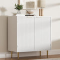 Buffet Sideboard Cabinet with 2 Doors, Modern Kitchen Cabinet with Golden Handles & Legs, Adjustable Shelf, Accent Coffee Bar Storage Sideboard for Kitchen, Living Room, White