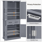 Yaheetech Kitchen Pantry Storage Cabinet with Drawer, 72.5" H Cupboard Pantry Cabinets with Adjustable Shelves and Barn Doors for Dining Room/Living Room, Dark Gray