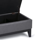 SIMPLIHOME Oregon 42 inch Wide Contemporary Rectangle Storage Ottoman Bench with Tray in Stone Grey Vegan Faux Leather, Assembled, For the Living Room, Entryway and Family Room