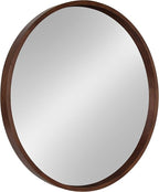 Kate and Laurel Hutton Round Decorative Wood Frame Wall Mirror, 30 Inch Diameter, Walnut