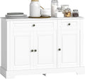 HOMCOM Sideboard Buffet Cabinet, Modern Accent Cabinet with 2 Drawers and Adjustable Shelves for Kitchen, Entryway, White