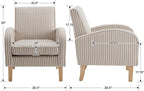 Striped Accent Chair for Living Room, Farmhouse Linen Upholstered Striped Arm Chair Seat Reading Chairs Bedroom Side Seating for Home Office, Beige with Stripe