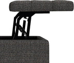 SIMPLIHOME Harrison 30 inch Wide Transitional Square Small Coffee Table Storage Ottoman in Ebony Tweed Polyester, Assembled, for The Living Room and Bedroom