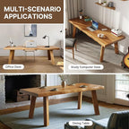 Solid Wood Desk 55 inches, Live Edge Wooden Home Office Computer Desk Modern Simple Design for Writing,Study,Dining,Gaming