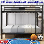 Latest Upgrade & Stronger Steel Queen Over Queen Bunk Bed, Heavy Duty Thickened More Rust-Proof Metal Bunk Queen Bed with Enhanced Legs & Slats (Easier Assembly)