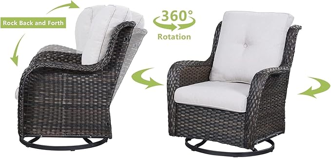 HUMMUH Outdoor Furniture Set 6 Pieces Patio Furniture Wicker Outdoor Sectional Sofa with Swivel Rocker Chairs,Side Table,Outdoor Ottomans for Patio