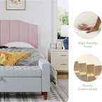 Velvet Queen Size Headboard, Upholstered Headboard Queen/Full Size Wall Mount and Bed Frame Mount, Featuring High-Density Sponge Padding Luxury Texture Easy Assembly Comfort Style-Pink