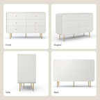 HLR White Dresser for Bedroom,48'' Wide Wood Chests of Drawers,Modern Fluted 6 Drawer Dresser with Gold Metal Handles,Clothes Deep Drawer Dressers Storage for Living Room,Hallway
