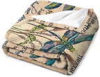 Dragonfly Blanket Memorial Sympathy Gifts for Girls Women Loved One I Never Left You Throw Blanket for Kids Adults Soft Warm Cozy Fleece Blanket for Couch Sofa Bed 60"x80"