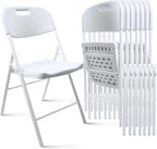 8 Pack Folding Chair, 700 lb Weight Capacity,Indoor/Outdoor Heavy Duty Foldable Chairs for Restaurants, Kitchens, Picnics, Races, Parties & Weddings. (8, White)