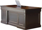 Hekman Furniture Louis Philippe Executive Desk with Leather Top - Distressed Wooden Finish, File Drawers, Pull Out Writing Surfaces & Secret Compartment for Office & Corporate Storage