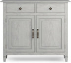 SIMPLIHOME Connaught 40-inch Wide Solid Wood Storage Cabinet in Fog Grey for Entryway, Living Room, Organizer for Hats, Gloves, Shoes, Keys, Slim Design, Traditional Style