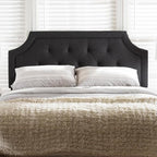 Maykoosh Adjustable Wood Post Headboard - Button Tufted Upholstered Bedroom Headboard Queen/Dark Gray