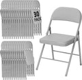 30 Pack Gray Folding Chairs with Padded Cushion for Outside, Portable Stackable Commercial Metal Foldable Chairs with Steel Frame for Home Events Office Wedding Party, 350lbs Capacity