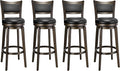 PrimeZone Swivel Bar Stools Set of 4, 34 Inch Extra Tall Bar Height Barstools, Black Faux Leather Bar Stool with High Backrest, Solid Wood Leg, Wrap-Around Footrest, Counter Stools for Pub
