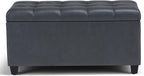 SIMPLIHOME Sienna 33 inch Wide Transitional Rectangle Storage Ottoman Bench in Stone Grey Vegan Faux Leather, Assembled, For the Living Room, Entryway and Family Room