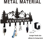 Personalized Custom Mountain Theme Key Holder with Name, Metal Wall Mount, Coat Rack, Key Hooks, Home Decor Gift
