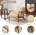 Karl home Mid-Century Modern Accent Chair, Living Room Chairs with Pillow Corduroy Upholstered Lounge Armchair with Solid Wood Frame & Soft Cushion for Bedroom, Reading Room, Beige & Yellow