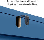 Yaheetech Over The Toilet Storage Cabinet, Free Standing Toilet Rack with Adjustable Shelves and Tempered Glass Doors for Bathroom Washroom, Navy Blue