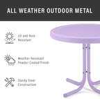 Crosley Furniture Griffith Weather Resistant Retro Metal Outdoor Side Table for Patio, Deck, Porch, Lavender Gloss