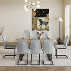 9 Piece Dining Table Set，Dining Room Table Set for 8，71'' Kitchen Table and PU Leather Chairs Set of 8，8 Chair Dining Table Set for Kitchen Dining Room