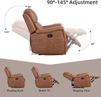 Leather Recliner Chair, Manual Recliner Chair for Adults with Overstuffed Arms and Back, Single Sofa Recliner with Cup Holders for Living Room Set of 2, Brown