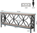 LITTLE TREE Sofa Table, 70.9 Inch Industrial Behind Couch Table with Storage Shelves, Narrow Long Console Table for Entryway, Living Room, Foyer, Hallway, Office