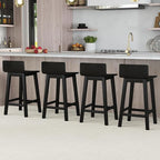 COSTWAY Solid Wood Bar Stools Set of 4, 24.5-inch Counter Height Chairs with Low Back and Footrest, Farmhouse Wooden Armless barstools for Kitchen Island, Dining Room, Cafe, Breakfast, Black
