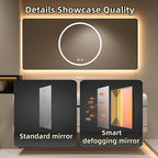48IN Bathroom Vanity with Sink - Bathroom Cabinet Set has 2 Drawers & Overflow Hole Wall Mounted | LED Practical Defogging Mirror, Open Compartments, Seamless Rock Slab Basin (Khaki)