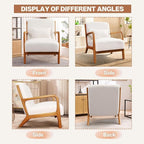 Accent Chair Mid Century Modern Chair Sherpa Fabric Living Room Chairs with Solid Wood Frame Comfy Upholstered and Lumbar Pillow Reading Side Chair Easy Assembly for Bedroom (2, White)