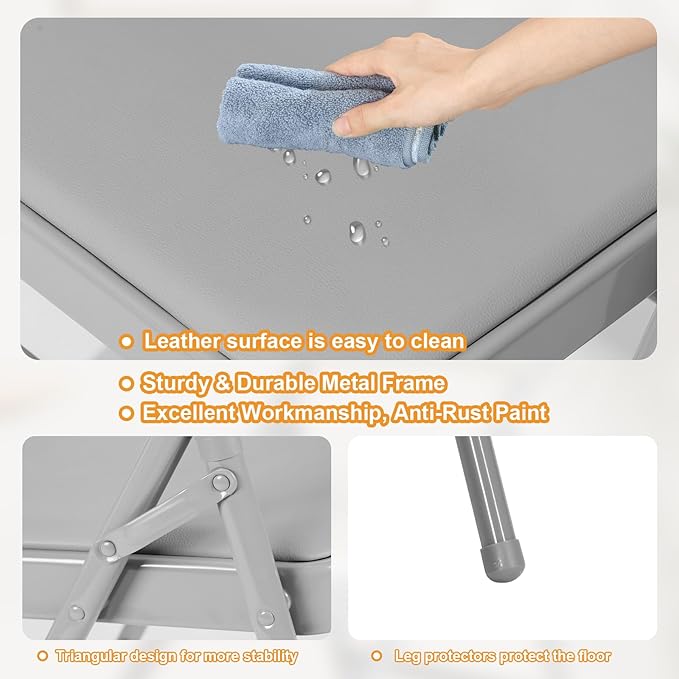 30 Pack Gray Folding Chairs with Padded Cushion for Outside, Portable Stackable Commercial Metal Foldable Chairs with Steel Frame for Home Events Office Wedding Party, 350lbs Capacity