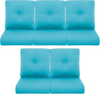 Patio Chair Cushions 5 Packs - Outside 22x24 High Back Water-Resistant Cushion with Zipper Cover for Outdoor Glider Rocking Chairs Loveseat 3-seat Couch Sofa – Teal/Buckle
