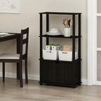 Furinno Brahms 4-Tier Multipurpose Bookcase/Bookshelf/Display Shelf/Display Rack with Door, Espresso/Black