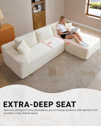 108 Inch Cloud Sectional Couch,Modern Modular Sectional Sofa with Deep Seat,Corduroy Boneless Couches with L-Shape Chaise for Living Room,No Assembly Required (Beige, Right Facing Chaise)