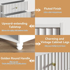 Modern Nightstand, Fluted End Table with 2 Drawers, Nightstand with Open Shelf for Bedroom (1, White)