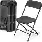 VINGLI 12 Pack Black Plastic Folding Chair, Indoor Outdoor Portable Stackable Commercial Seat with Steel Frame 350lb. Capacity for Events Office Wedding Party Picnic Kitchen Dining