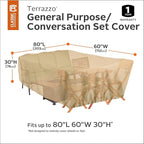 Classic Accessories Terrazzo Water-Resistant 80 Inch Conversation Set/General Purpose Patio Furniture Cover, Patio Furniture Covers
