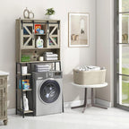 Over The Toilet Storage Cabinet, Farmhouse Storage Cabinet Over Toilet with Sliding Barn Door，Home Space-Saving Toilet Rack, for Bathroom, Restroom, Laundry(Grey).