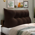 WOWMAX 85% Linen 15% Cotton Blend Headboard Pillow – Full Size Reading Wedge Backrest for Bed, Handmade Firm Support Bolster Cushion with Removable Cover, Premium Bed Rest Pillow, Brown