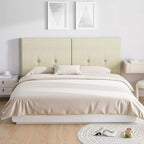 Upholstered King Size Headboard, Headboard King with Sturdy Metal Legs, Tufted Upholstery Design Bed Headboards with Adjustable Width & Height (Linen)