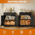 BESFUR 36" H Metal Storage Cabinet with 2 Lockable Drawers and 2 Lockable Doors, Black Locking Cabinet with Adjustable Shelf, Metal Cabinet for Home Office, Garage,School, Warehouse, Utility Room