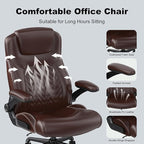 Ergonomic Executive Office Chair for Big & Tall - 500lbs Capacity with Lumbar Support & Flip-Up Armrests, Heavy Duty PU Leather Computer Desk Chair, Brown